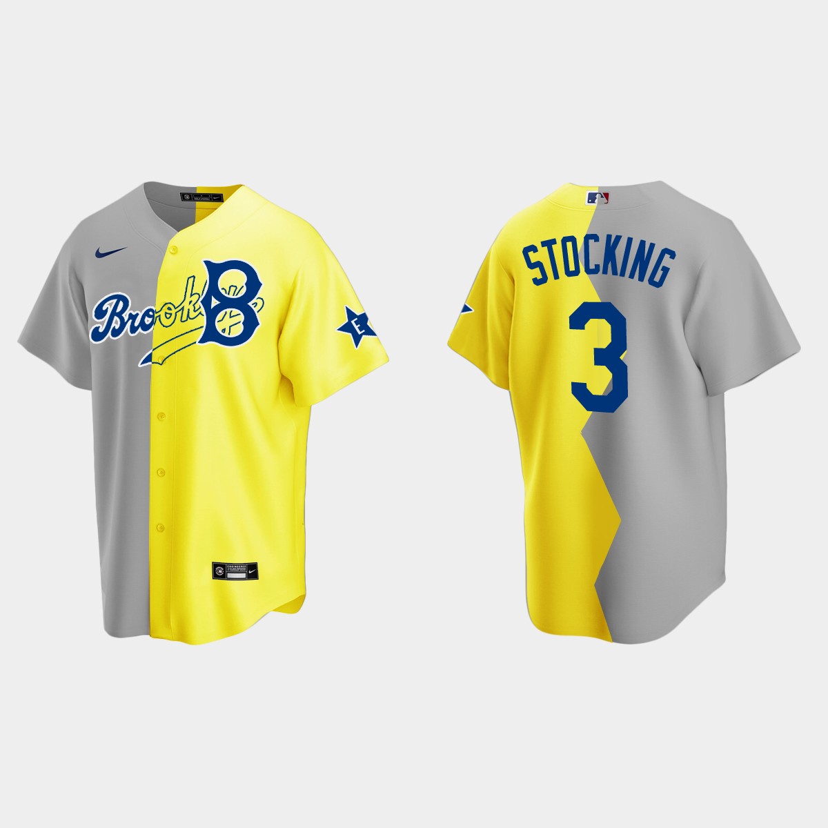 Hannah Stocking Brooklyn Dodgers 2022 Celebrity Softball Game Split Jersey - Gray Yellow