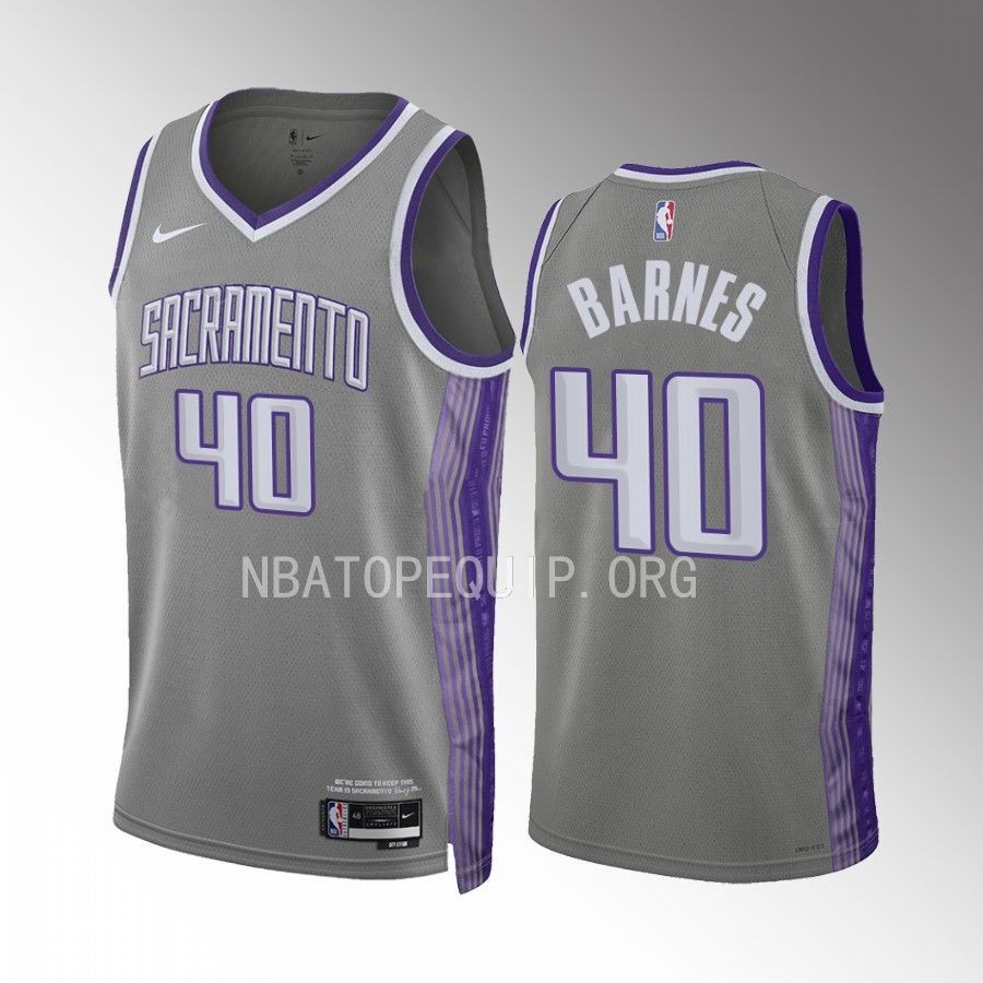 Harrison Barnes 2022-23 Sacramento Kings Grey #40 City Edition Jersey Swingman