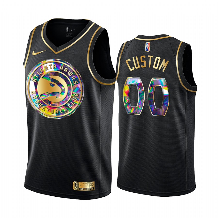 Hawks Custom Diamond Logo Black 2021-22 Jersey NBA 75th Season