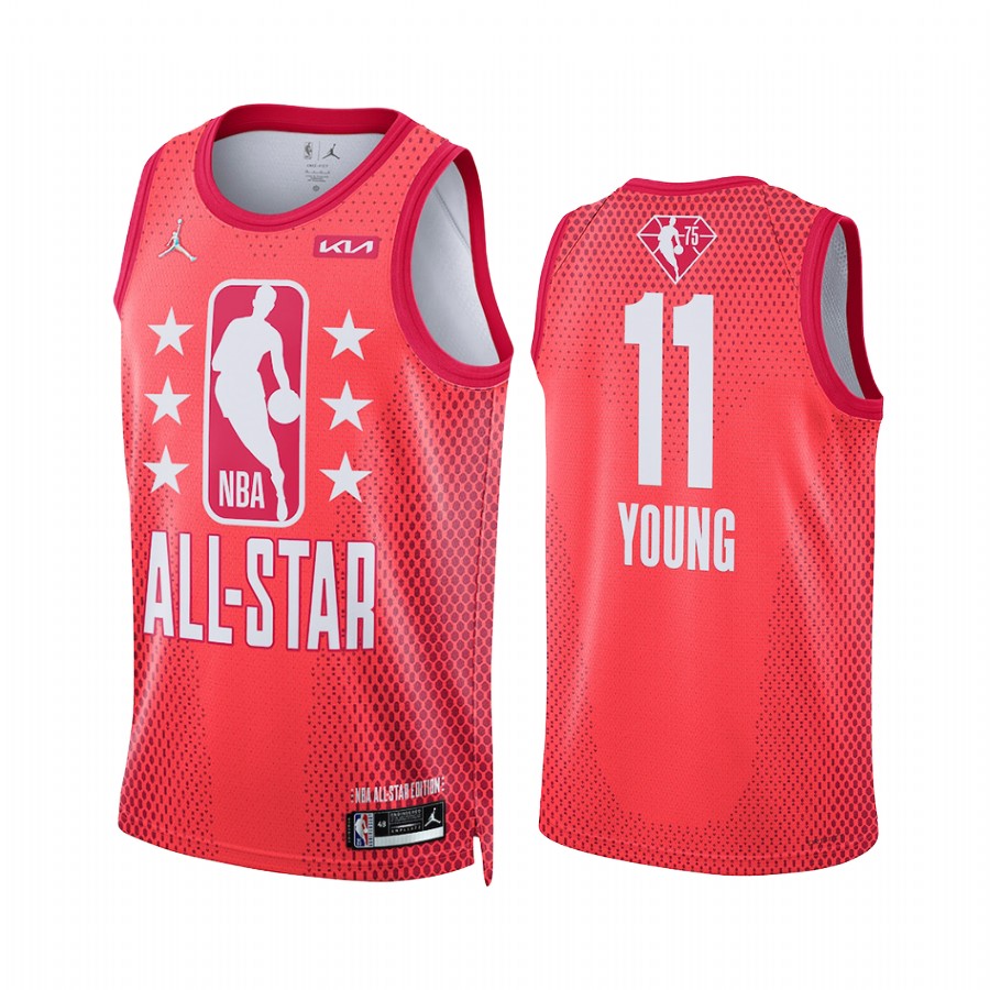 Hawks Trae Young 2022 Cleveland All-Star Jersey Maroon 75th Patch Uniform