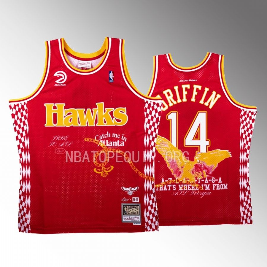 Hawks x Lil Baby NBA BR Remix AJ Griffin Red Jersey #14 Limited Edition