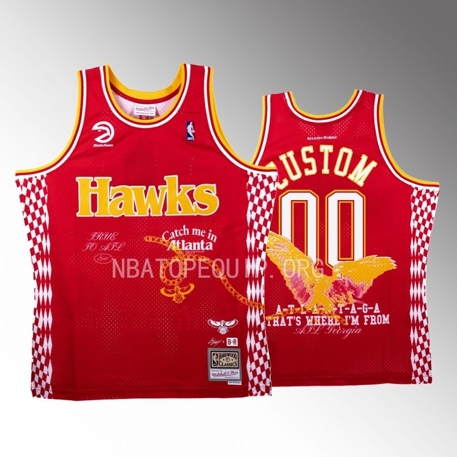Hawks x Lil Baby NBA BR Remix Custom Red Jersey #00 Limited Edition