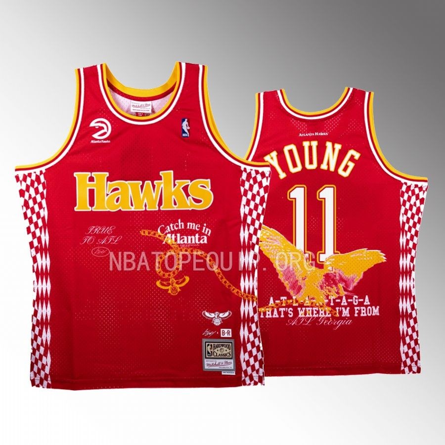 Hawks x Lil Baby NBA BR Remix Trae Young Red Jersey #11 Limited Edition
