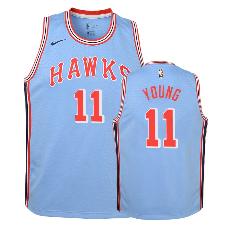 Hawks Youth Trae Young #11 2018-19 Hardwood Classics Blue Jersey