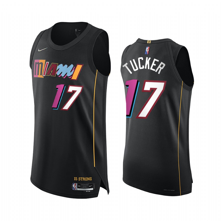 Heat #17 P.J. Tucker Black Jersey City Edition 75th Diamond 2021-22