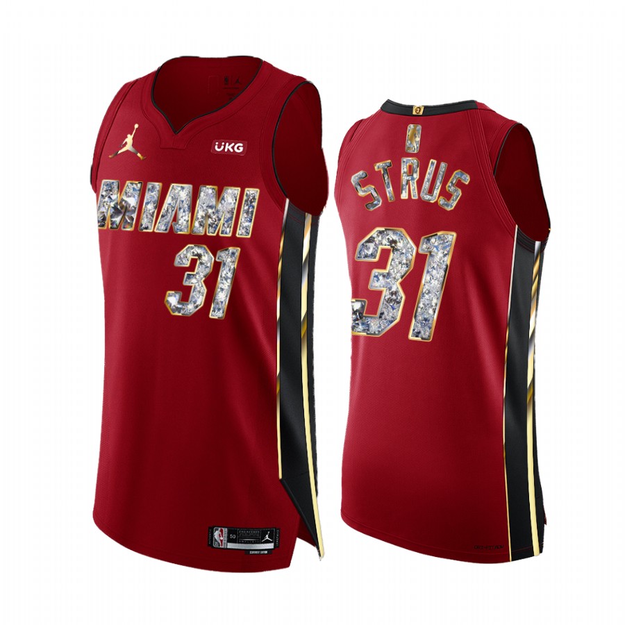 Heat #31 Max Strus Red Jersey NBA 75th Diamond Badge