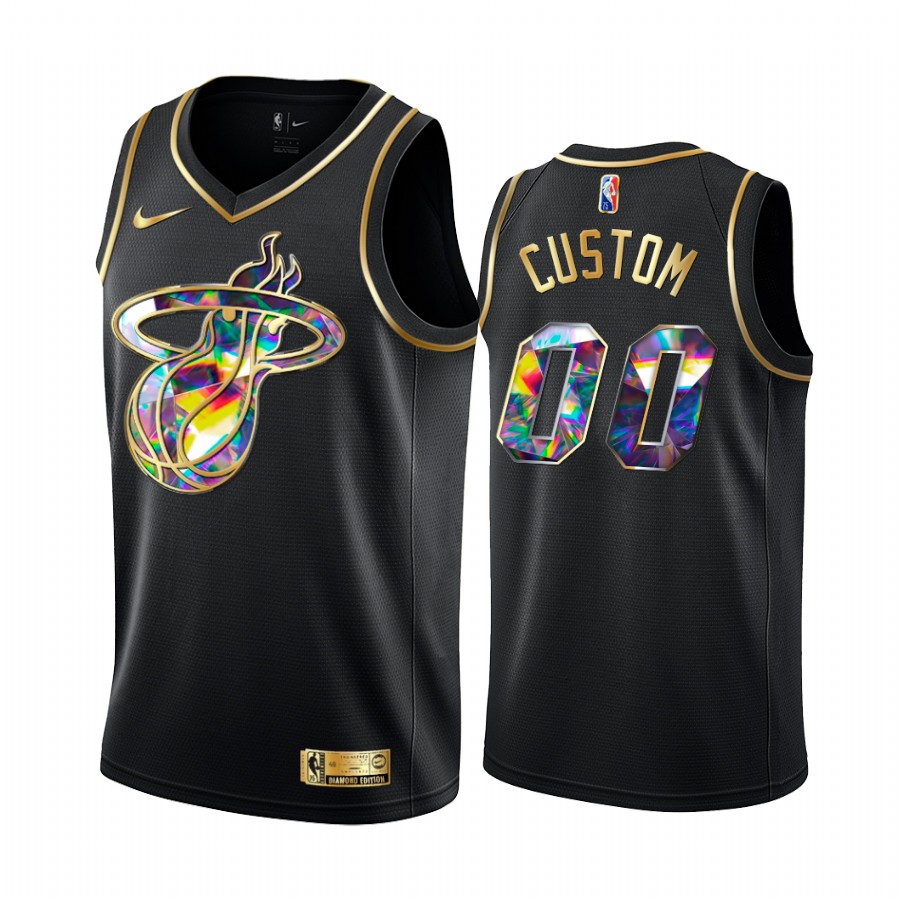 Heat Custom Diamond Logo Black 2021-22 Jersey NBA 75th Season