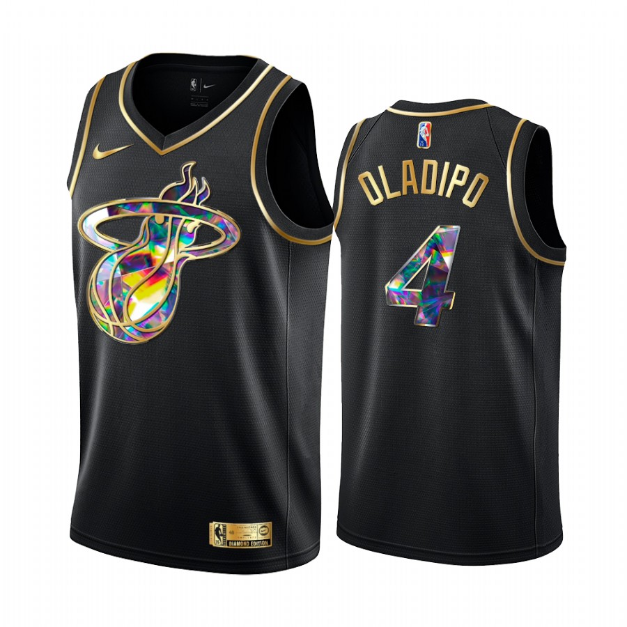 Heat Victor Oladipo Diamond Logo Black 2021-22 Jersey NBA 75th Season