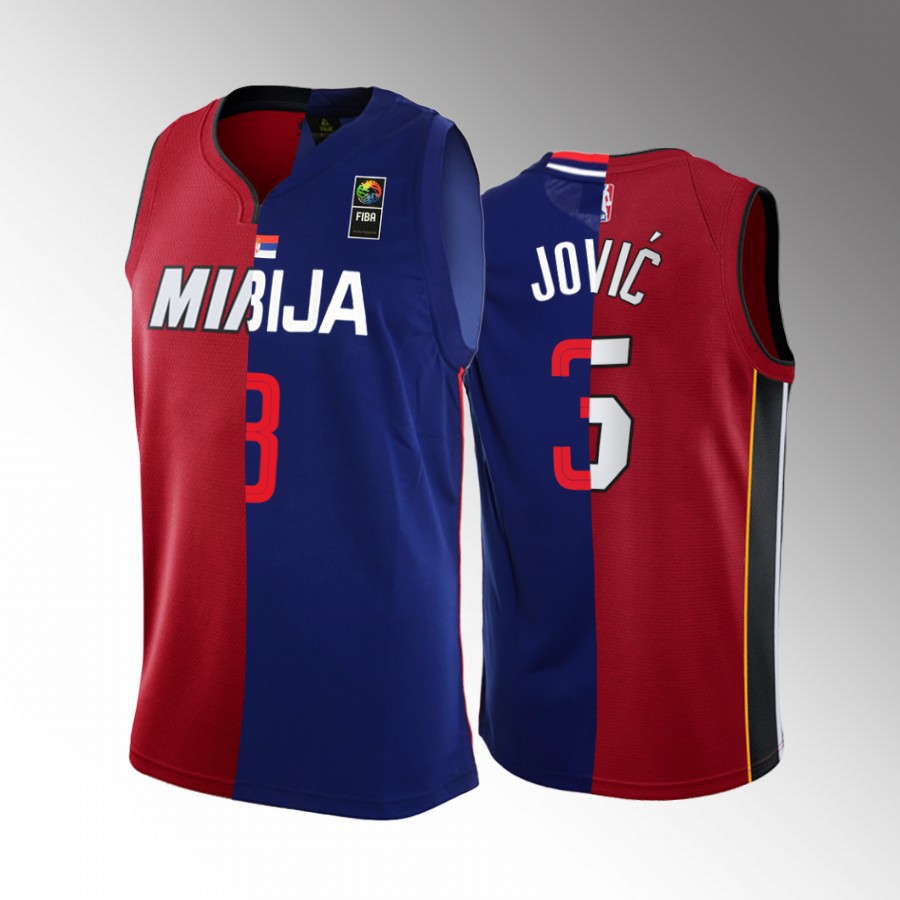 Heat X Serbia Nikola Jovic 2022 NBA Draft #5 Red Royal Jersey Split Edition