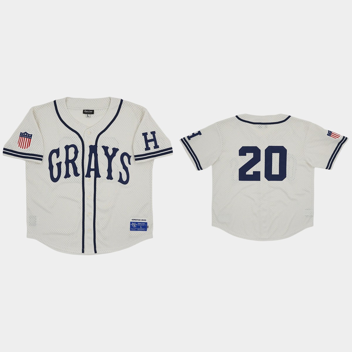 Homestead Grays #20 Rings And Crwns Mesh Jersey - Cream