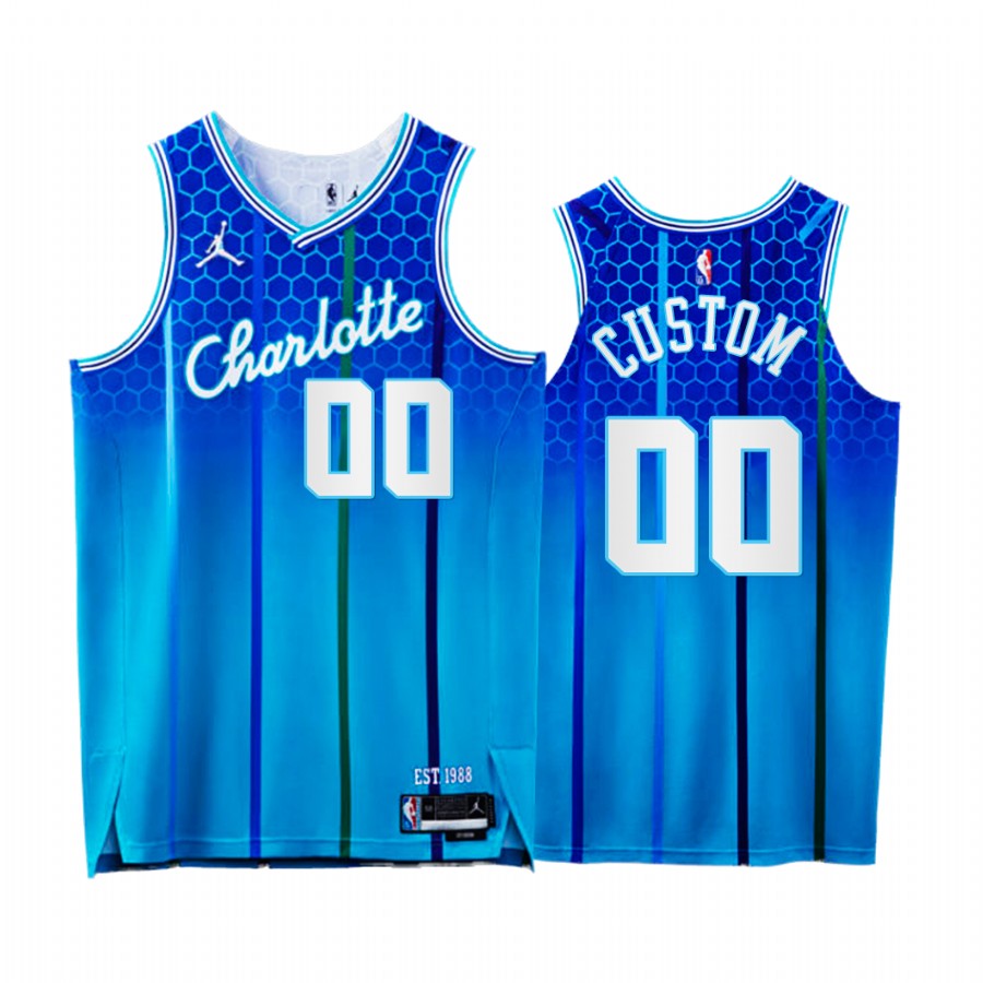 Hornets #00 Custom Teal Jersey NBA 75th City Edition 2021-22