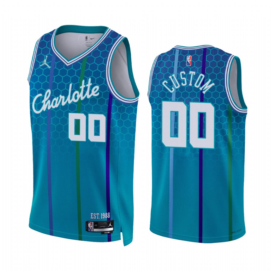 Hornets Custom City Edition Blue 2021-22 Jersey NBA 75th Season