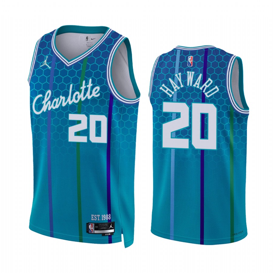Hornets Gordon Hayward City Edition Blue 2021-22 Jersey NBA 75th Season