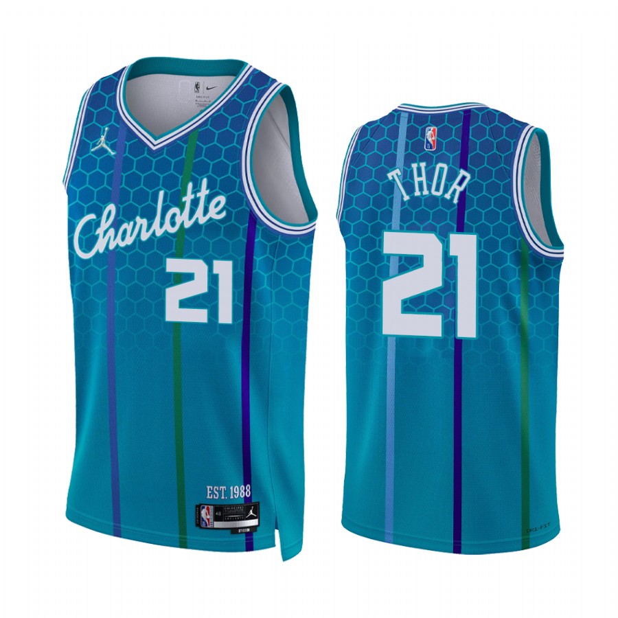 Hornets JT Thor City Edition Blue 2021-22 Jersey NBA 75th Season