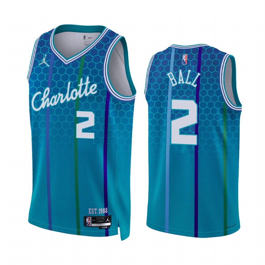 Hornets LaMelo Ball City Edition Blue 2021-22 Jersey NBA 75th Season