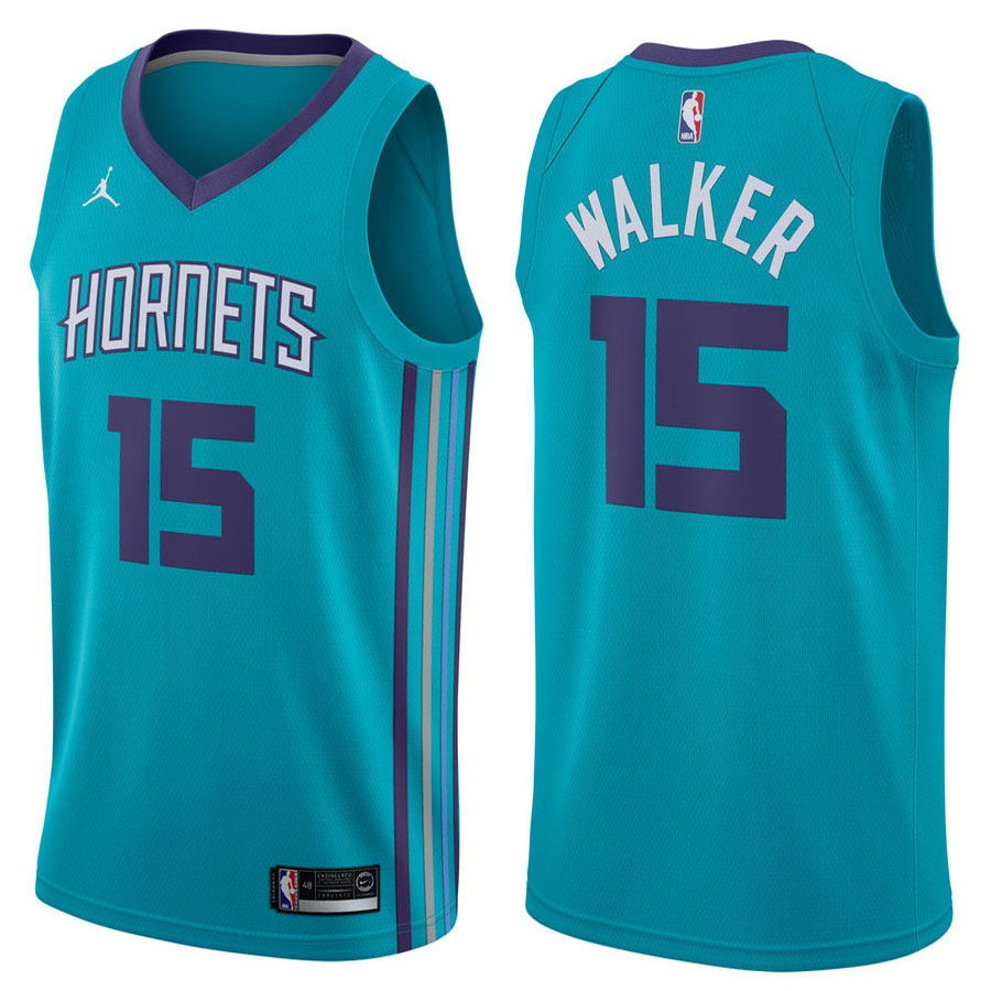 Hornets Male Kemba Walker #15 2017-18 Icon Teal Jersey