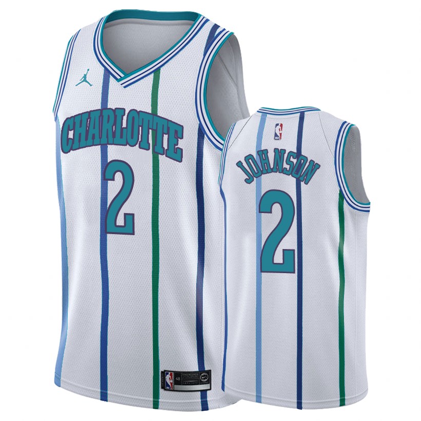 Hornets Male Larry Johnson #2 2018-19 Retire Player Classic White Jersey