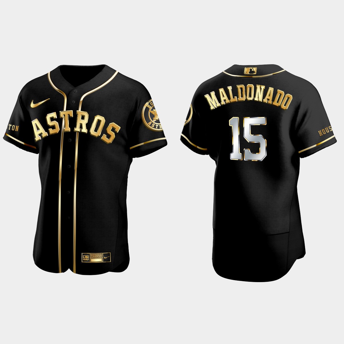 Houston Astros #15 Martin Maldonado Golden Edition Jersey - Black