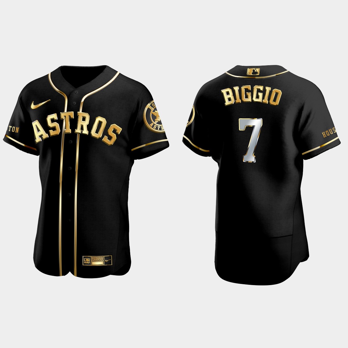 Houston Astros #7 Craig Biggio Golden Edition Jersey - Black