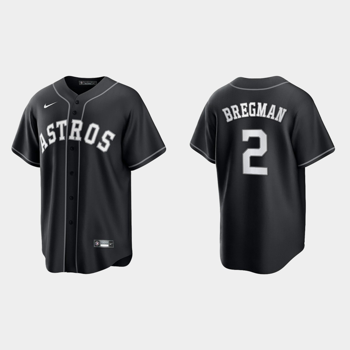 Houston Astros Alex Bregman 2021 All Black Fashion Jersey - Black White