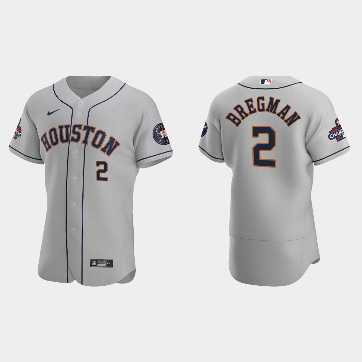 Houston Astros Alex Bregman 2022 World Series Champions Gray Jersey