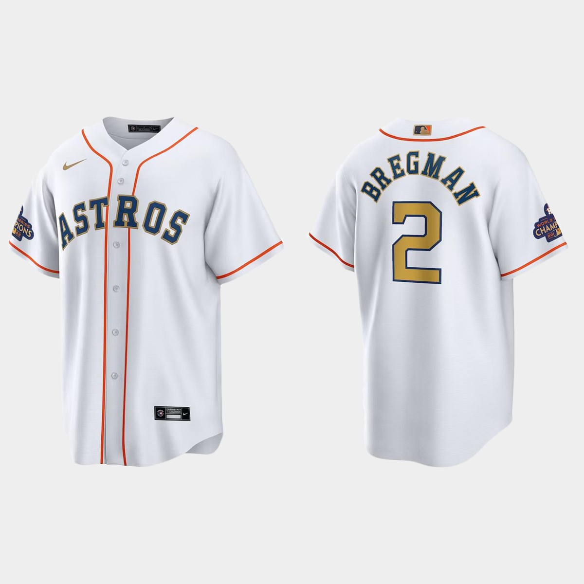 Houston Astros Alex Bregman 2023 Gold Collection Jersey - White