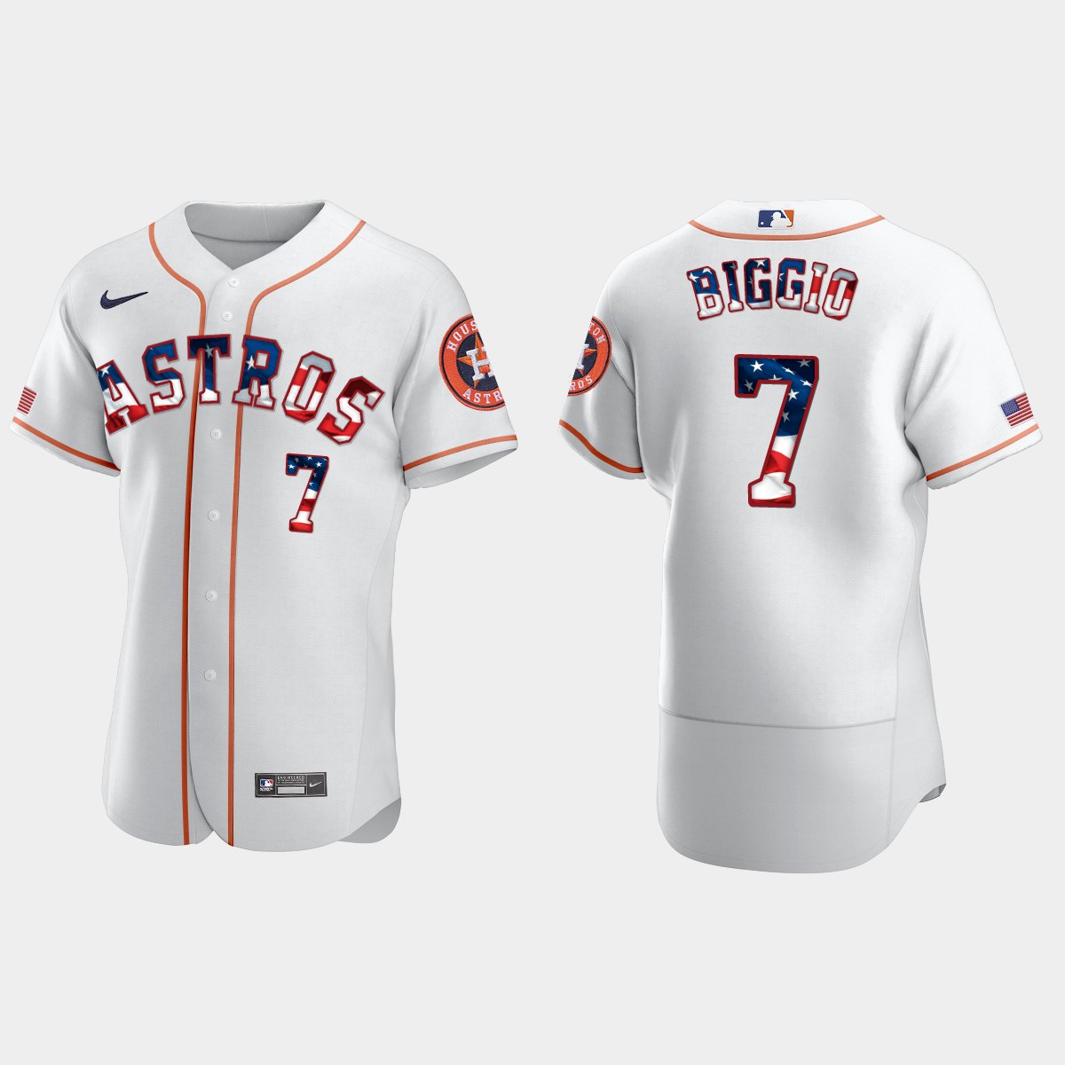 Houston Astros Craig Biggio 2020 Stars And Stripes 4th of July Jersey - White