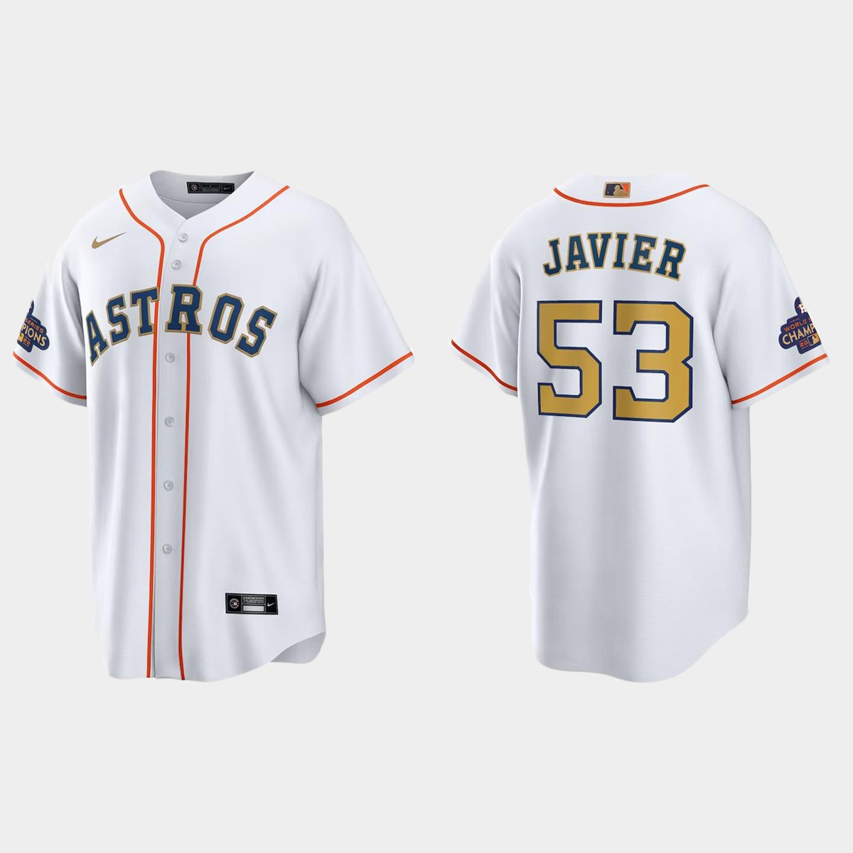 Houston Astros Cristian Javier 2023 Gold Collection Jersey - White
