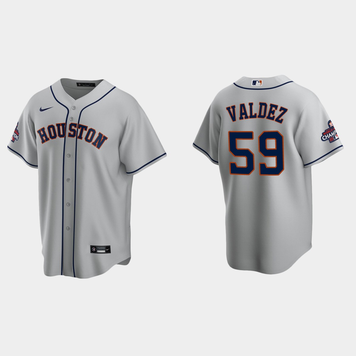 Houston Astros Framber Valdez 2022 World Series Champions Gray Jersey