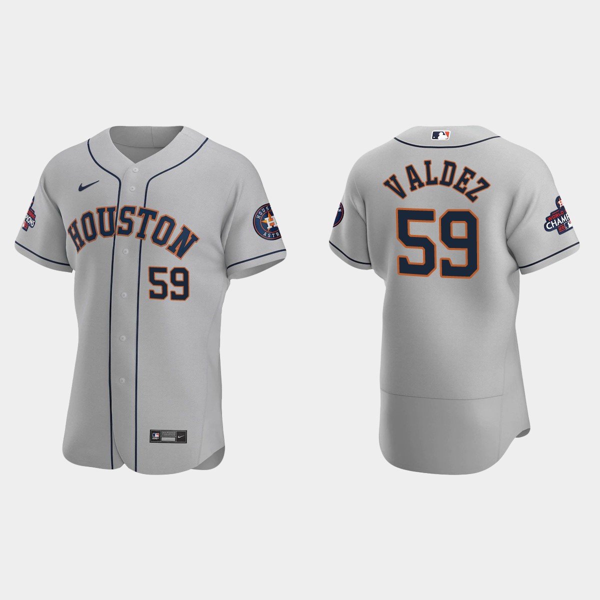 Houston Astros Framber Valdez 2022 World Series Champions Gray Jersey