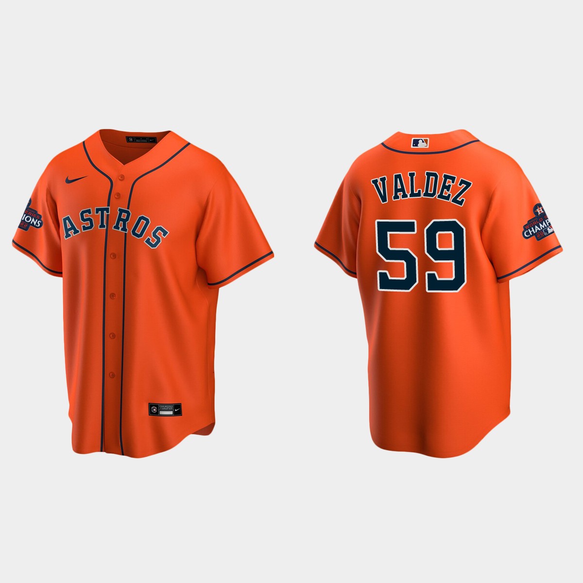 Houston Astros Framber Valdez 2022 World Series Champions Orange Jersey