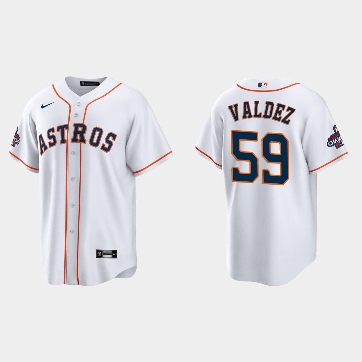 Houston Astros Framber Valdez 2022 World Series Champions White Jersey