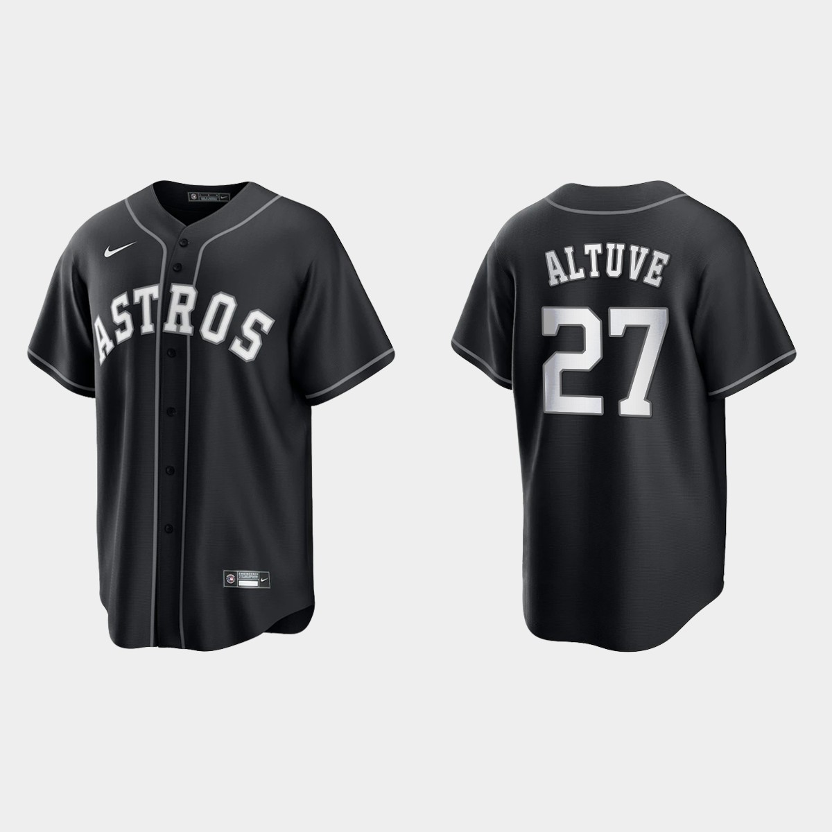 Houston Astros Jose Altuve 2021 All Black Fashion Jersey - Black White