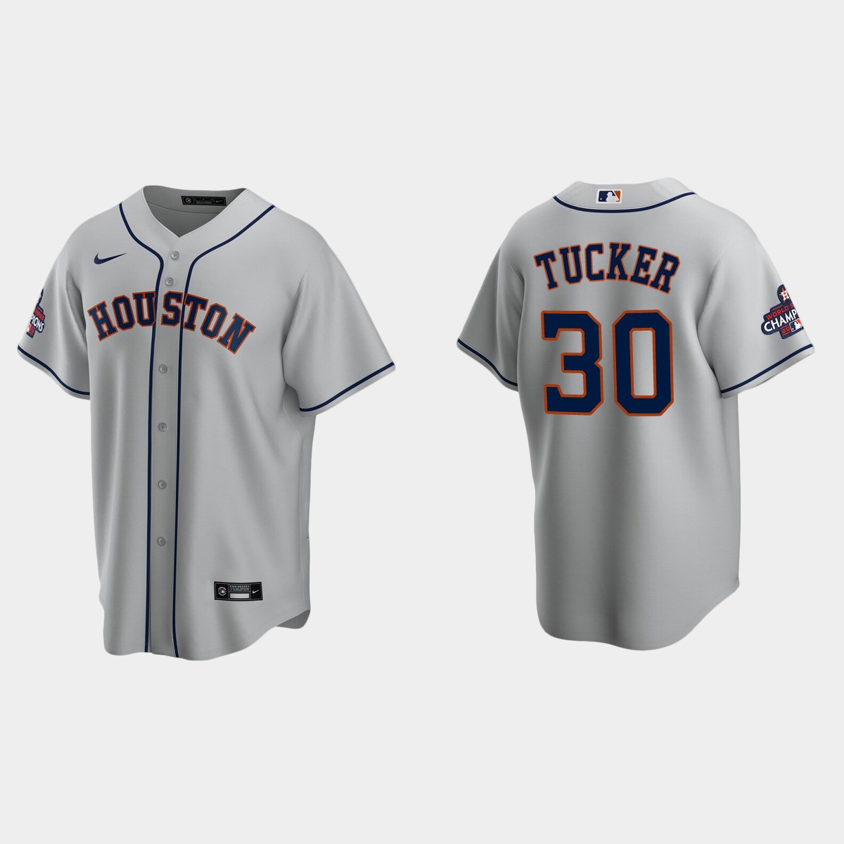 Houston Astros Kyle Tucker 2022 World Series Champions Gray Jersey
