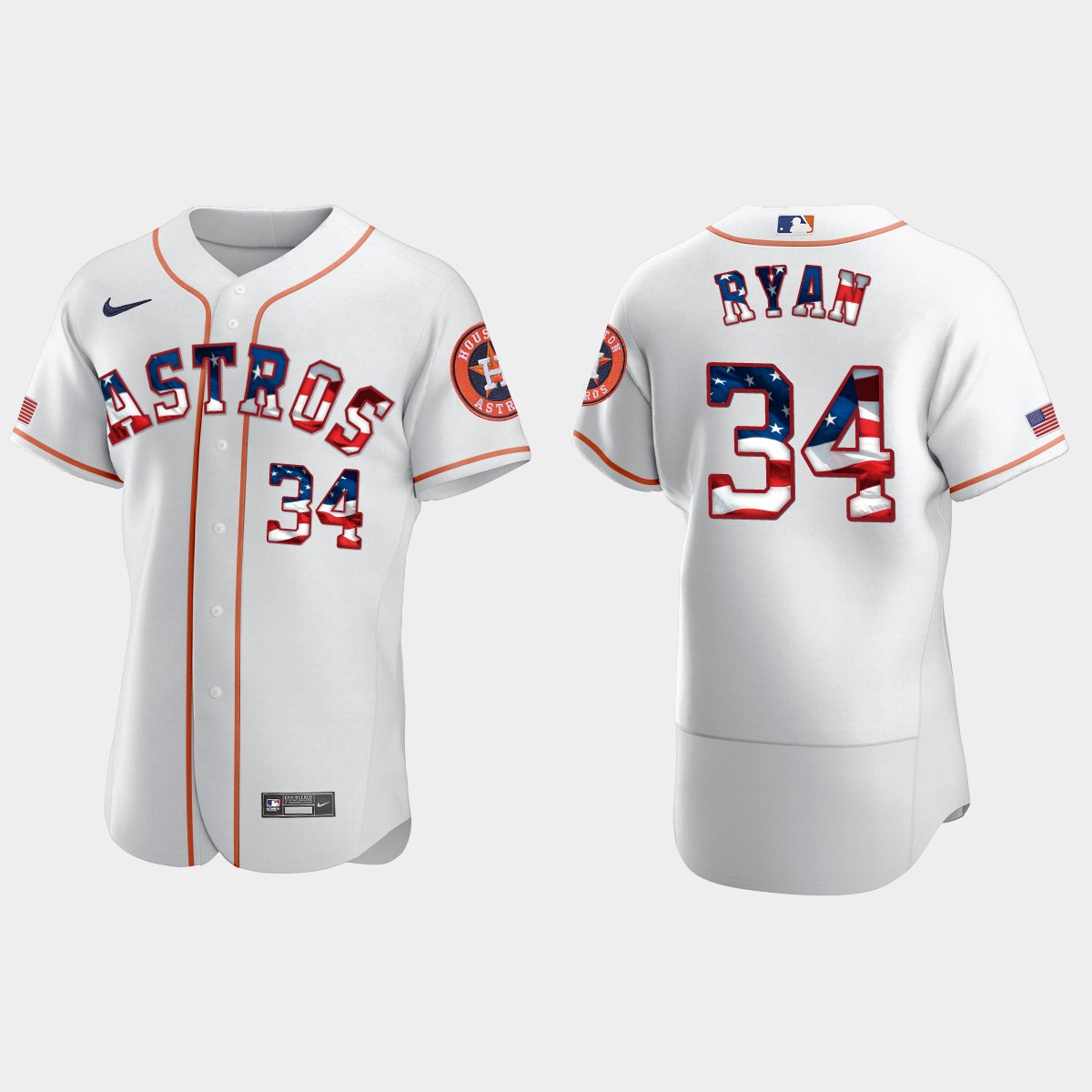 Houston Astros Nolan Ryan 2020 Stars 4th of July Jersey - White