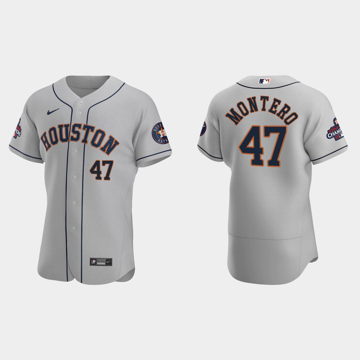 Houston Astros Rafael Montero 2022 World Series Champions Gray Jersey