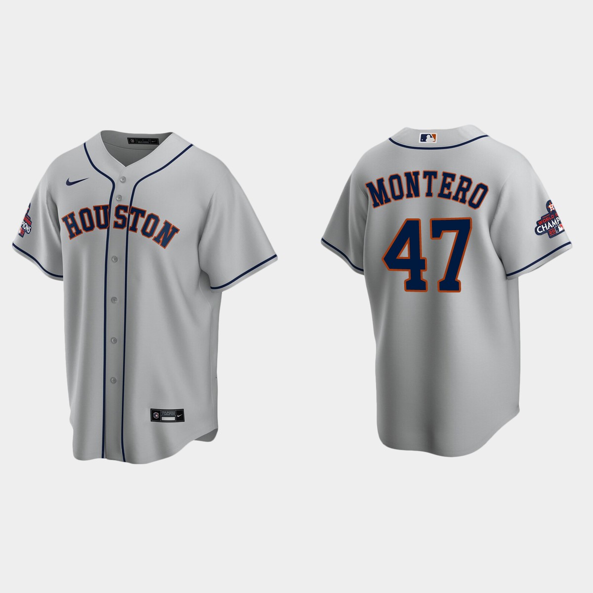 Houston Astros Rafael Montero 2022 World Series Champions Gray Jersey