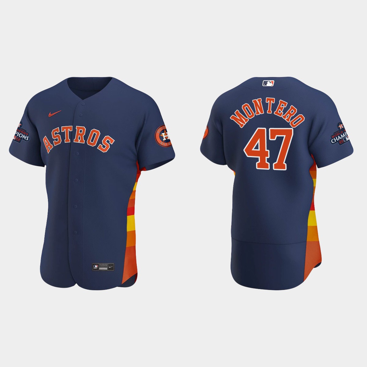 Houston Astros Rafael Montero 2022 World Series Champions Navy Jersey