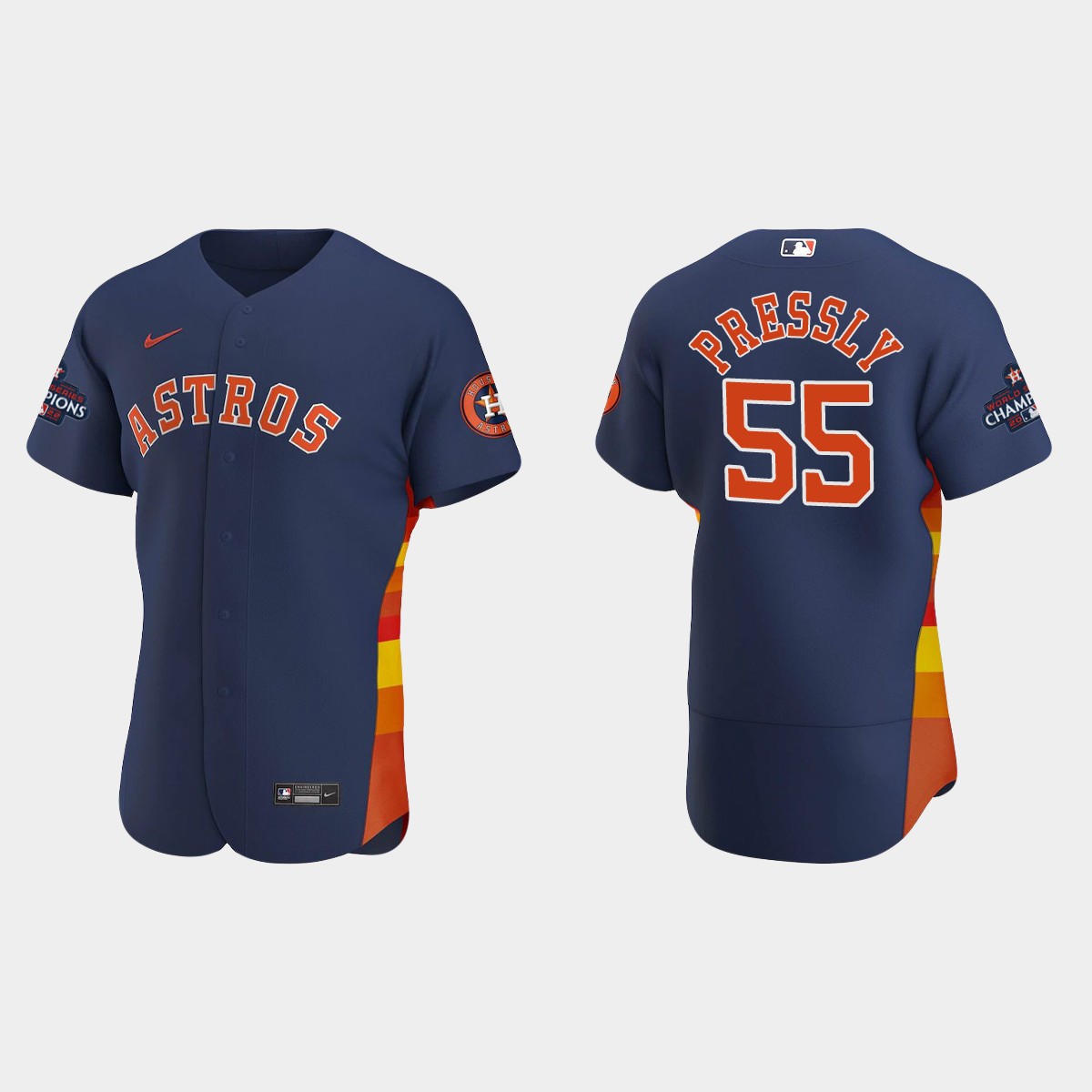 Houston Astros Ryan Pressly 2022 World Series Champions Navy Jersey