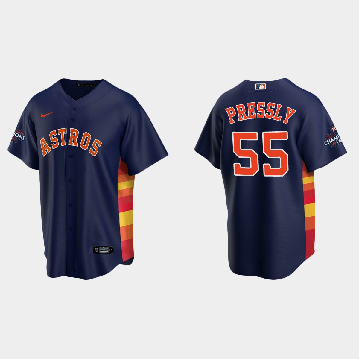 Houston Astros Ryan Pressly 2022 World Series Champions Navy Jersey