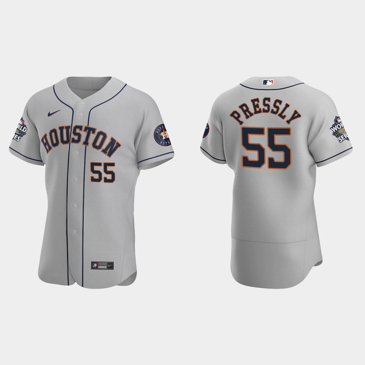 Houston Astros Ryan Pressly 2022 World Series Gray Jersey