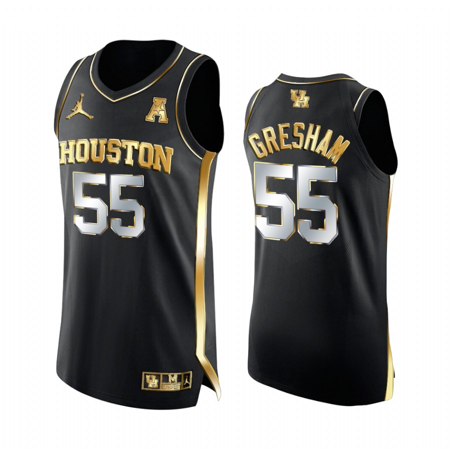 Houston Cougars Brison Gresham 2021 March Madness Jersey Black Golden