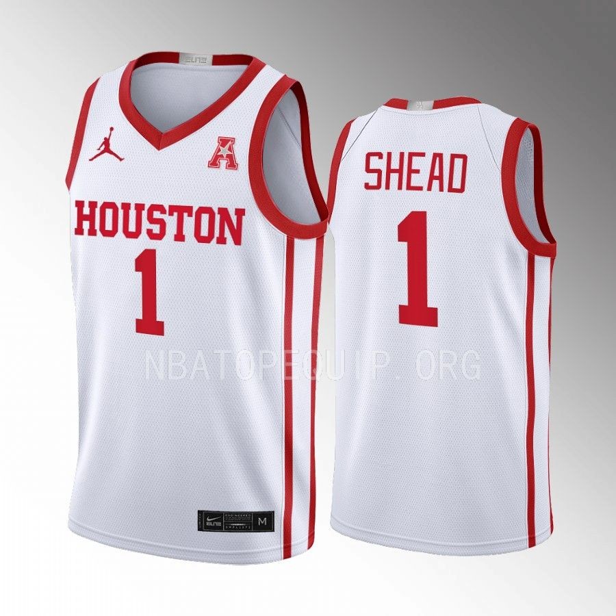 Houston Cougars Jamal Shead Jersey 2022-23 Limited  White Home Uniform