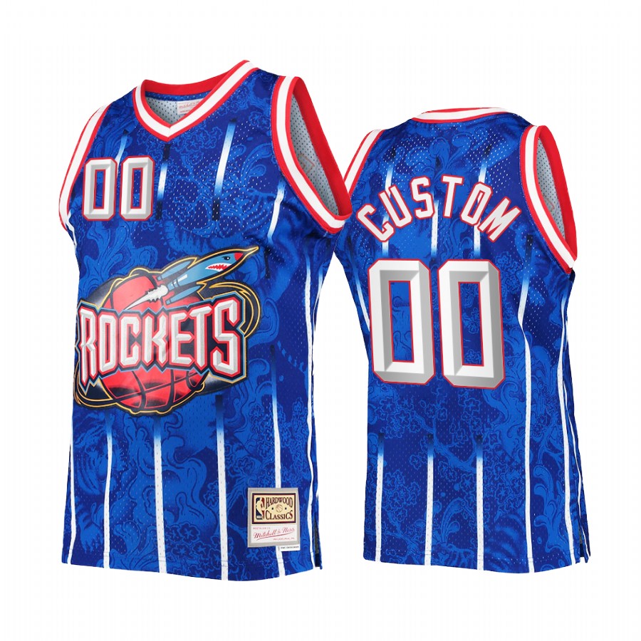 Houston Rockets 2022 Lunar New Year Custom Jersey Blue Mitchell Ness