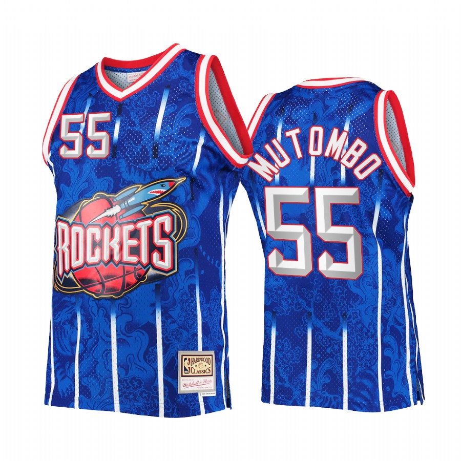 Houston Rockets 2022 Lunar New Year Dikembe Mutombo Jersey Blue Mitchell Ness