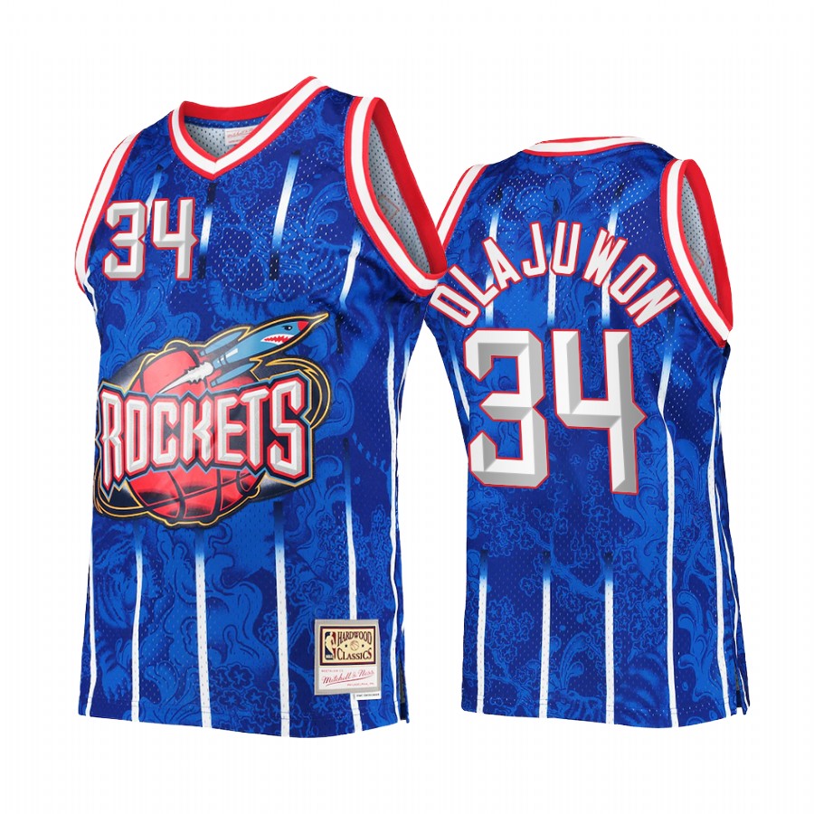 Houston Rockets 2022 Lunar New Year Hakeem Olajuwon Jersey Blue Mitchell Ness