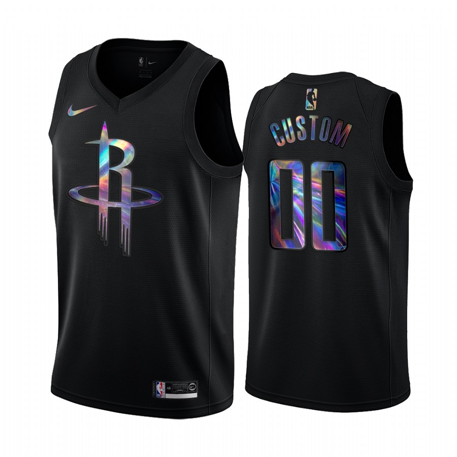Houston Rockets Custom #00 Jersey Iridescent HWC Collection Black 2021 Limited