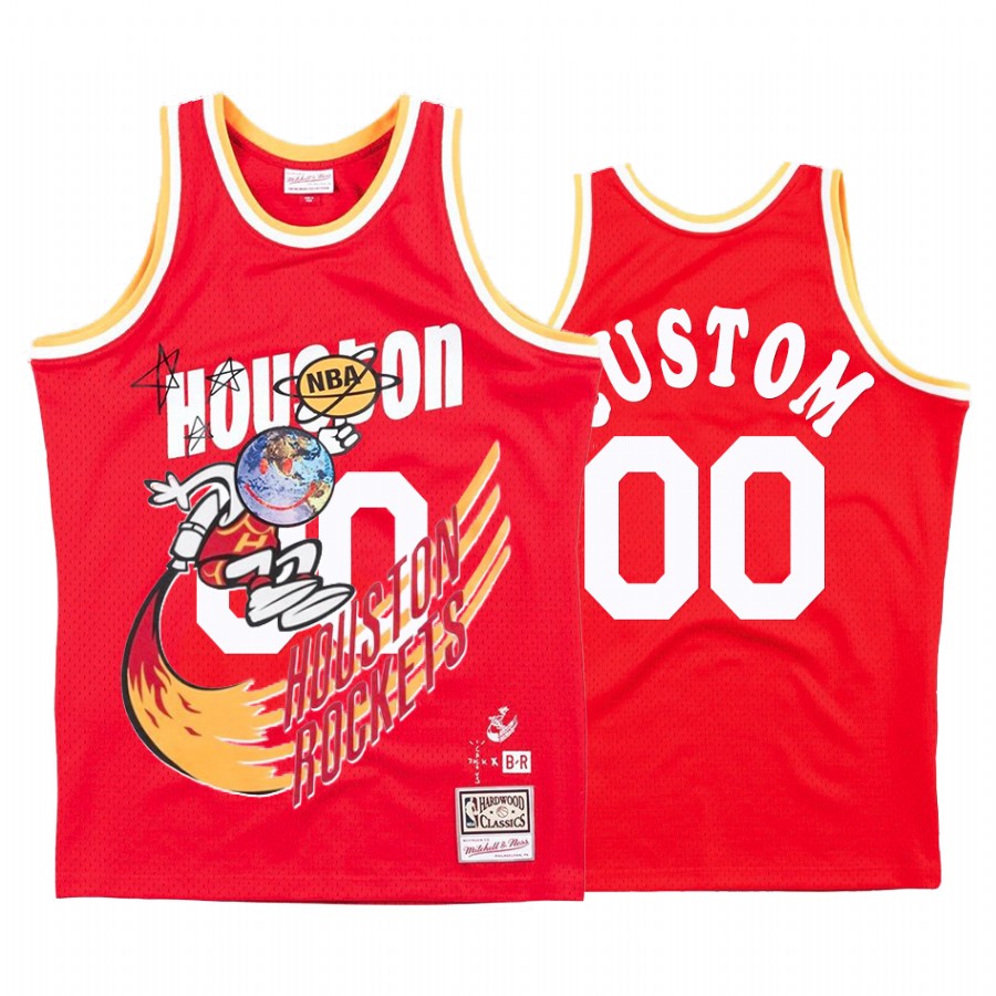 Houston Rockets Custom #00 Red Travis Sott X Houston Rockets Jersey