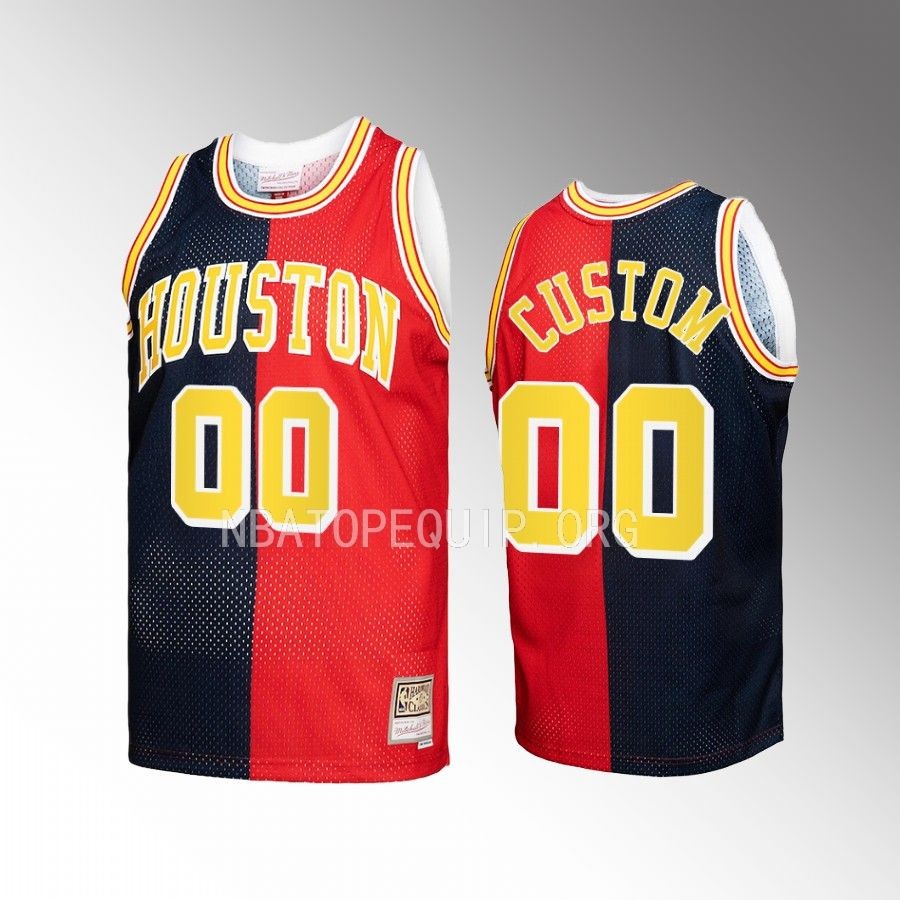 Houston Rockets Custom Hardwood Classics #00 Navy Red Split Swingman Jersey