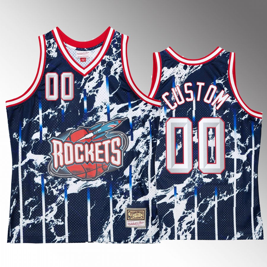 Houston Rockets Custom Marble Swingman #00 Navy Hardwood Classics Jersey